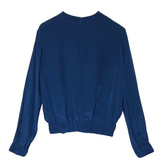 Scotch & Soda Blue Long Sleeve Knot Front Blouse Top Size Large Office - Picture 2 of 16